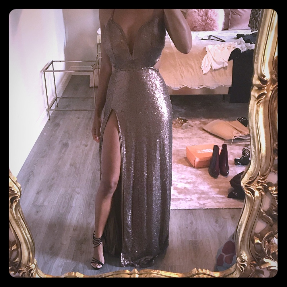 Rose Gold Sequinned JLux Label gown